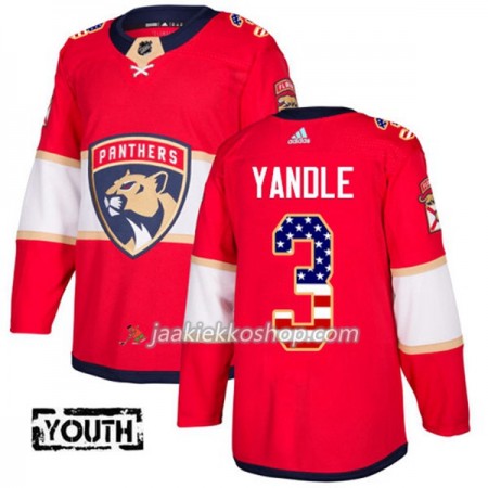 Lapsille NHL Florida Panthers Pelipaita Keith Yandle 3 Adidas 2017-2018 Punainen USA Flag Fashion Authentic